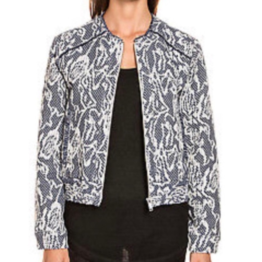 Liebeskind Woven Floral Mantel Coat Bomber Zip Front size 12